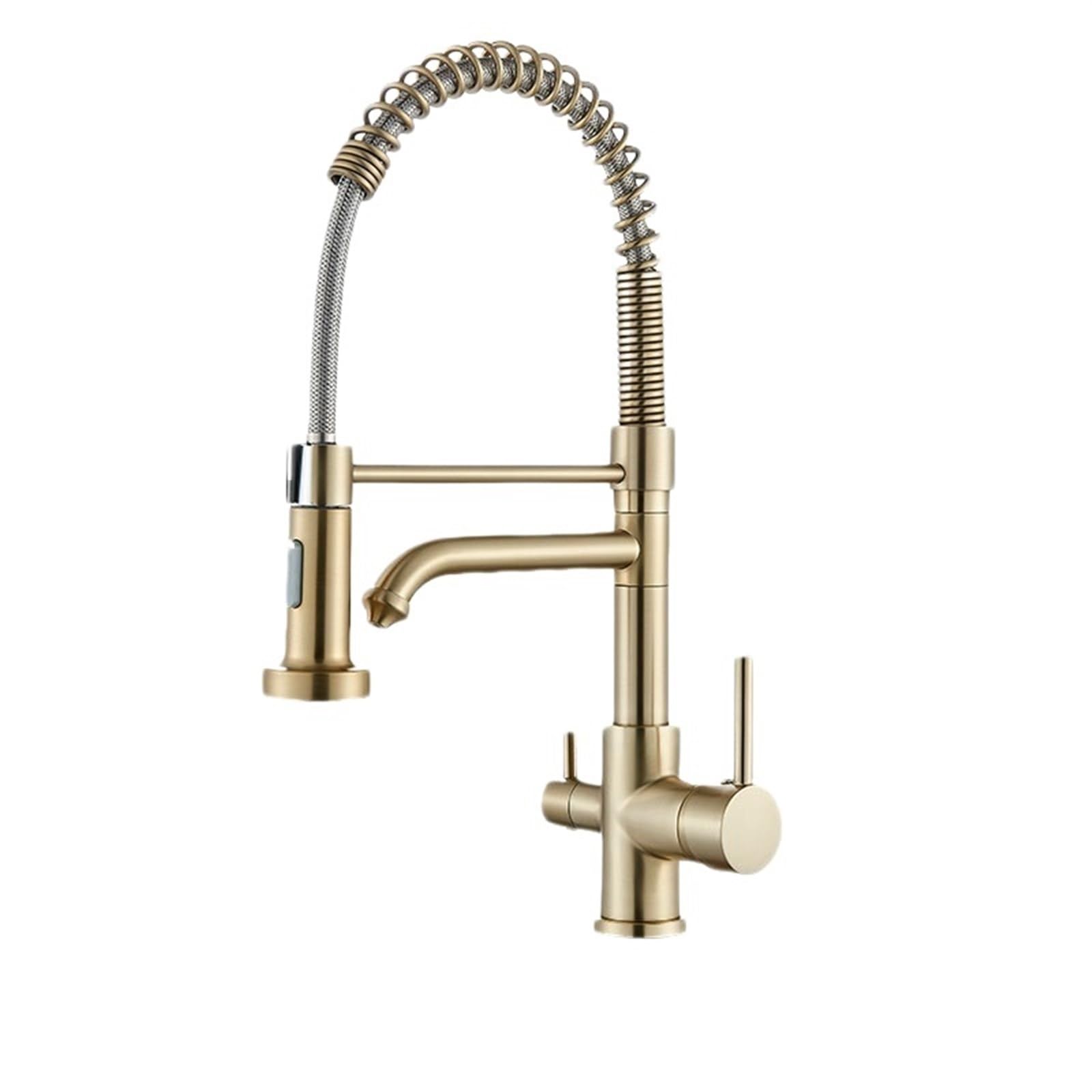 ZYCHSJXA Chrome Kitchen Sink Faucet Purified Rotation Cold Mixer Handle Tap Deck Mount Spring Drink Faucets(Brushed Nickel)