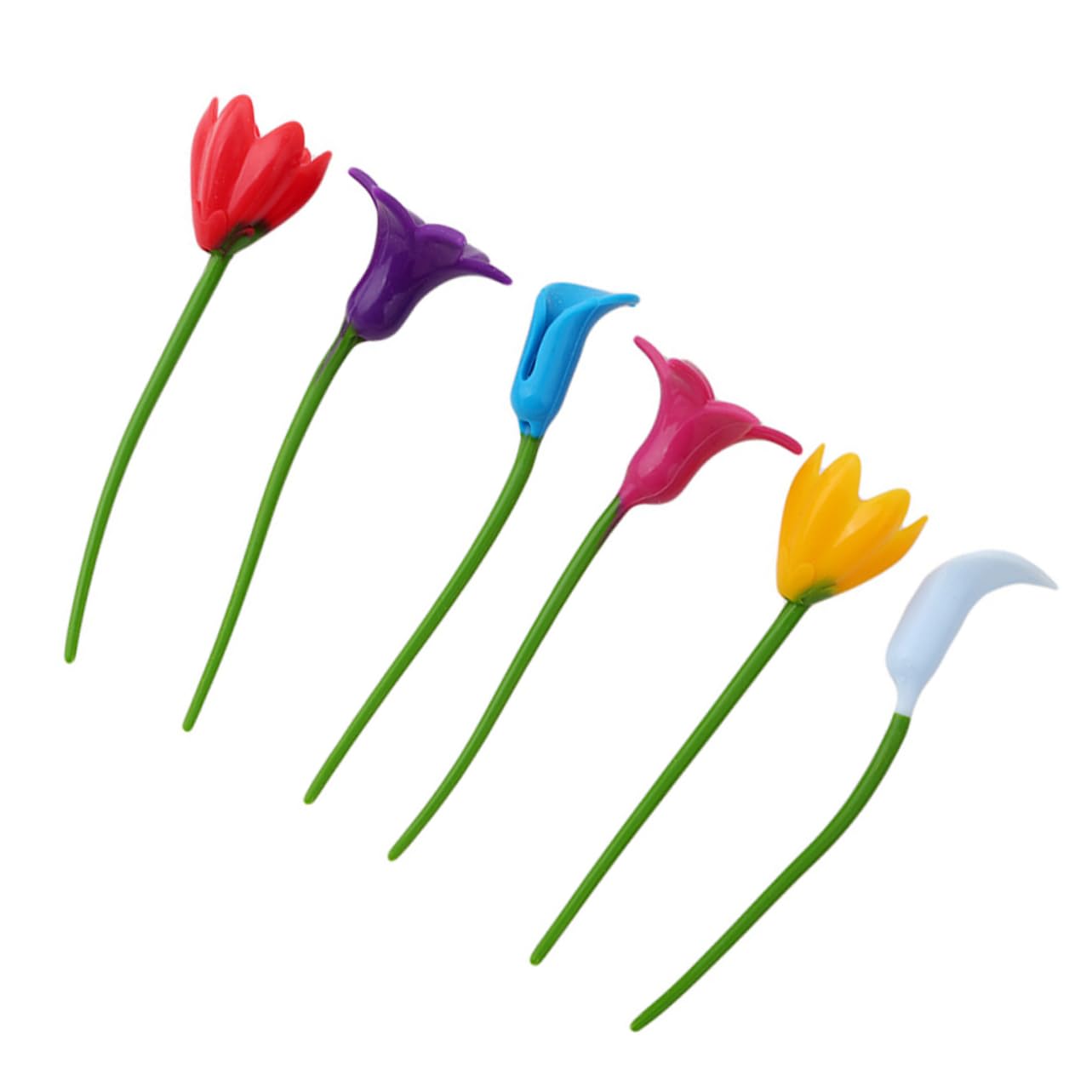 OUNONA 6pcs Flower Shape Silicone Wine Glass Charms Unique Drink Markers for Parties Reusable Easy to Clean for Celebrations Housewarming Anniversaries Random Color