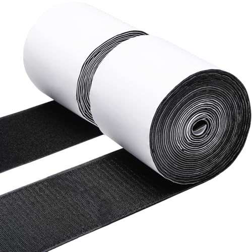 Image of MAXECHO 4.4 Inches x 18 Feet Strong Sticky Back Heavy Duty Hook and Loop Tape with Adhesive, Non-Slip Couch Cushion Grip Accessories, Double Sided Strip Roll to Prevent Sliding, Black