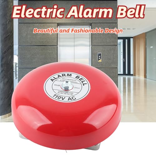 Image of Fire Alarm Bell, Fire Alarms, 110V Metal Alarm Bell, CB‑6B 95dB Metal Electric Round Alarm Bell, Security Alarm Bell, for School Elevators Industrial