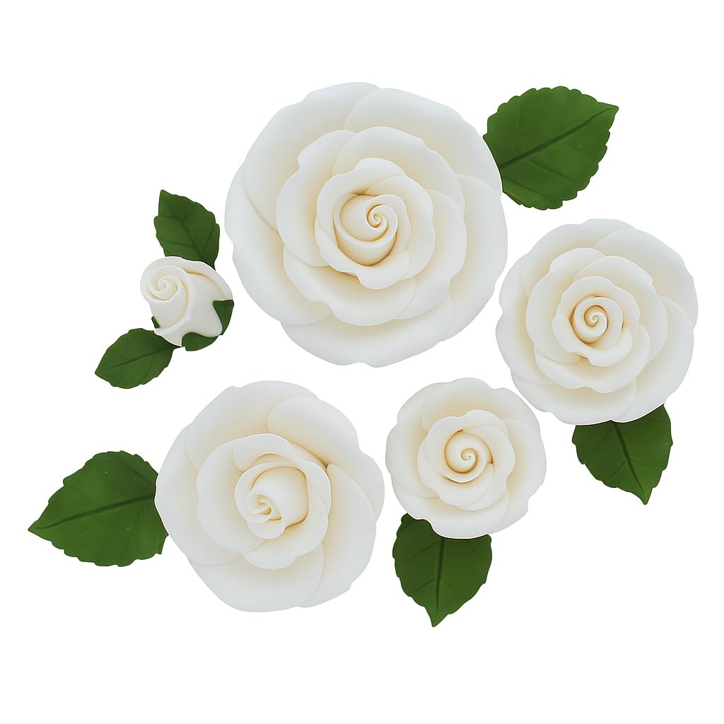Global Sugar Art Exquisite Edble Rose & Leaf Sugar Cake Flowers Tray White, Unwired by Chef Alan Tetreault
