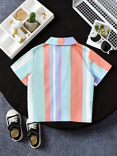 Image of Kids Boys Shirt Printed, Checkered and Floral Casual Short Sleeve Shirts Pack of 2