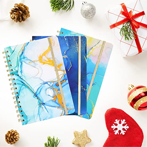Auveach 3 Pack A5 Spiral Notebook Pack, 5.7"X 8.5" Journal For Women Spiral Bound, Marble Notebooks Wide Ruled, Back Pocket, 160 Pages, 100Gsm Paper, For Office And School Supplies #TOP6