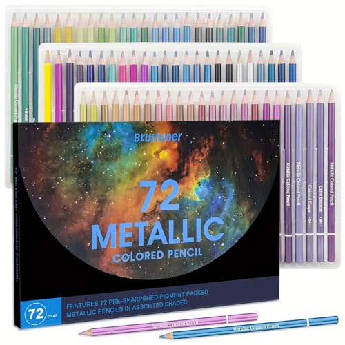Ccfoud Lápices de Colores Metalizados, 72 Colores, Lápices de Colores Para Artistas, Pastel, Dibujar, Suministros de Arte, Colorear Para Adultos, Artistas o Profesionales