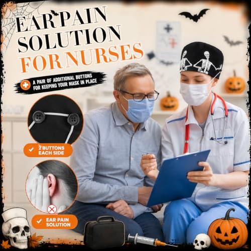 Image of Unittype 4 Pcs Nurse Caps for Women Nursing Working Caps with Button and Sweatband Adjustable Elastic Scrub Hats for Dentist