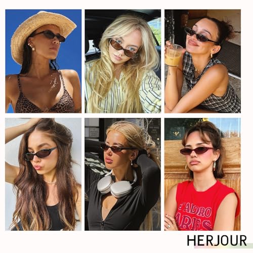 Retro Oval Sunglasses for Women Men Y2k Narrow Cat Eye Sunnies Skinny Shades AR822993