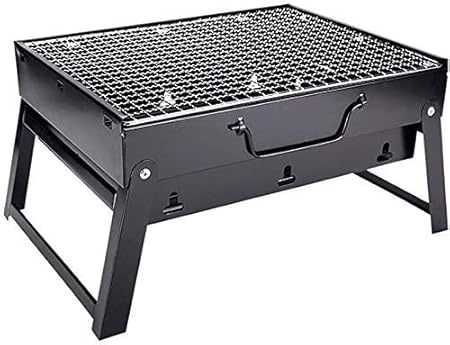 Anup Folding Portable Outdoor Barbeque Charcoal BBQ Grill Oven for Outdoor Black Carbon Steel, Black
