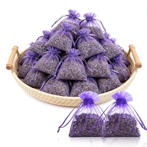 Sachets de Lavande 30 pièces, Anti Mites Textiles & Anti Mites Vêtements – Lavande Séchée Qualité Théière, Déodorisant Naturel Maison & Parfum d'Intérieur,...