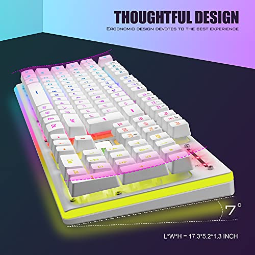 Image of RedThunder K10 Wireless Gaming Keyboard, LED Backlit Rechargeable 3800mAh Battery, Mechanical Feel Anti-ghosting Keyboard for PC Gamer (White)