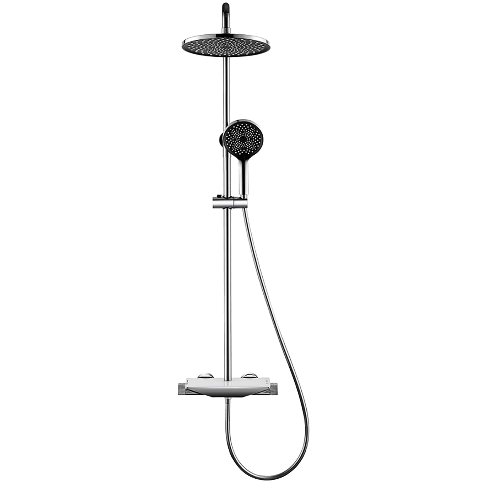 CWCQGH Rain Shower with 10 Inch Shower Head, Thermostatic Shower Faucet Set Wall Mount Shower Combo Set Brass Rain Mixer Shower with Waterfall Tub Spout, 3 Modes Handheld Shower,Chrome