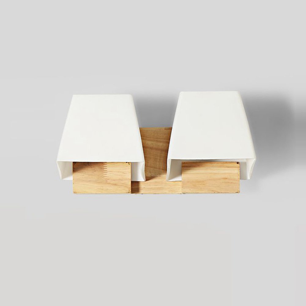 Trapezio in legno in vetro moderno cubo Camera bedsides lampada da parete prima specchio da bagno corridoio balcone corridoio illuminazione a parete Fissaggi 2 Heads