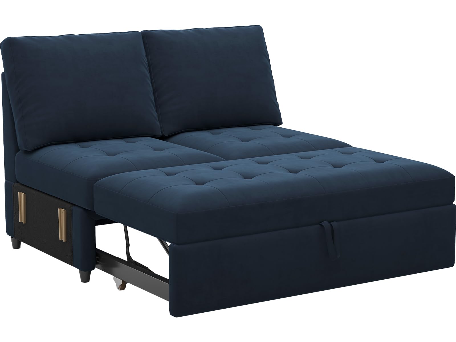Belffin Pull Out Sofa Bed Module Part for Modular Sectional Sleeper Sofa Armless Loveseat with Pull Out Bed for Sectional Couch Blue