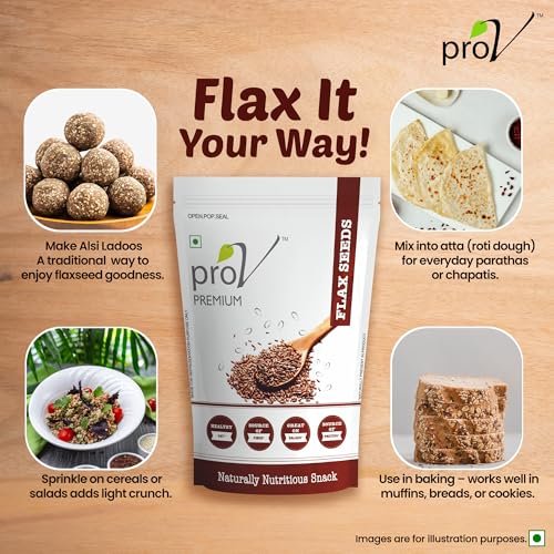 Image of ProV Premium Flax Seeds 250g, Raw Whole Unroasted Seeds, Alsi Beej, High in Protein & Fiber, No Cholesterol, No Added Sugar, Healthy Fats, Edible, Ziplock Pouch, Daily Use Superfood, Diet