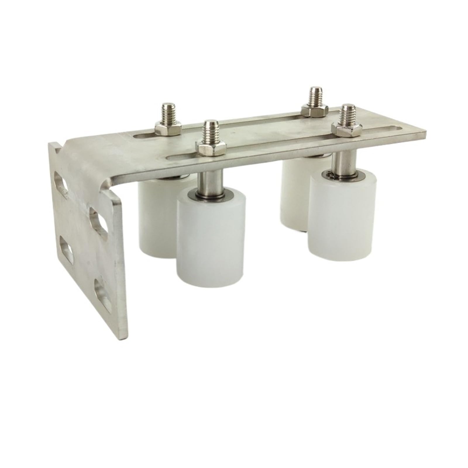 Kit corredizo para puerta de granero, Rodillos de nailon guía superior puerta corrediza material acero inoxidable 304 con soporte