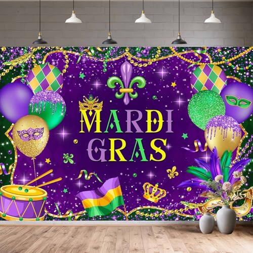 Fondo fotográfico Mardi Gras 7x5ft púrpura dorado miniatura 2