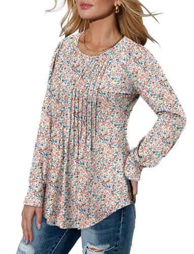 BETTE BOUTIK Long Sleeve Shirts for Women Fall Tops Dressy Blouses Crewneck Tunic Tops for Leggings S-3XL