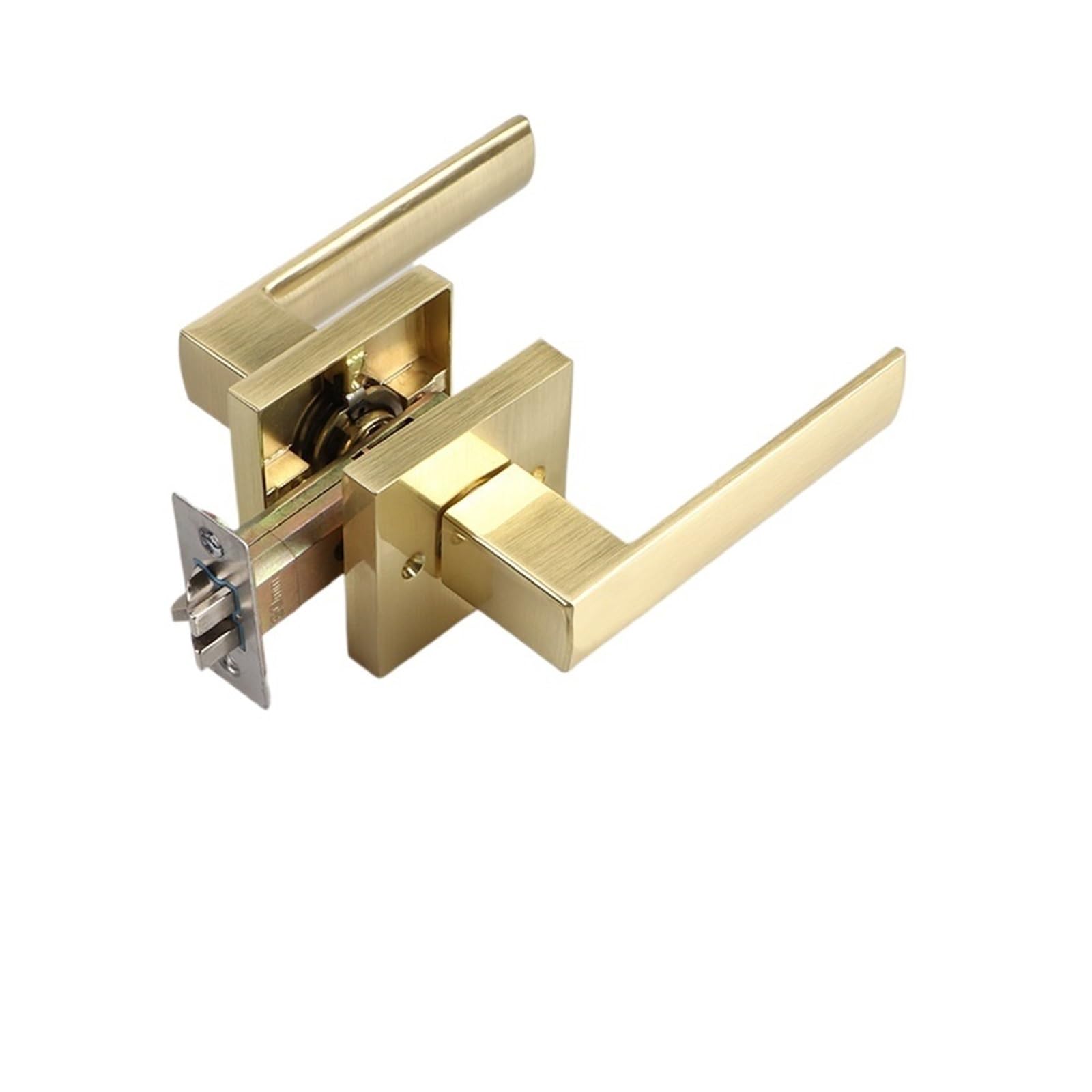 Passage Door Lock Without Anti-Lock Hotel Bathroom Handle fire Interior Wooden Three-Pole(Brushed Gold)