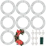 8 Pack Wire Wreath Frame 12 Inch Metal Form Ring for Crafts DIY Front Door Christmas New Year Valentines Wedding Garden Home Party Decoration With 38 Yard Paddle Wire