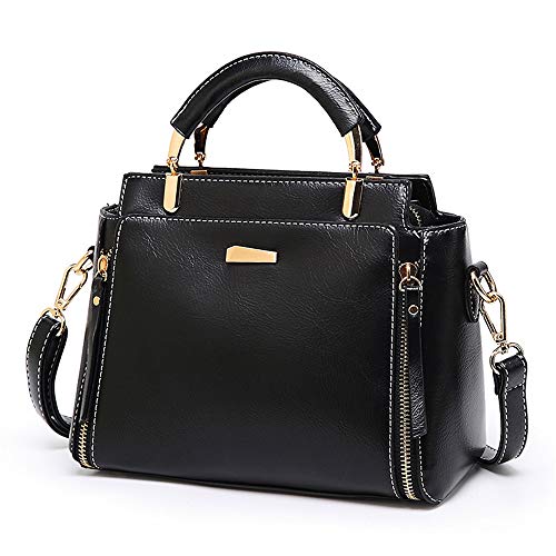 Mn&Sue Women's Stylish Vintage Satchel Purse - Elegant PU Leather Top Handle Shoulder Bag for Work, Casual & Daily Use