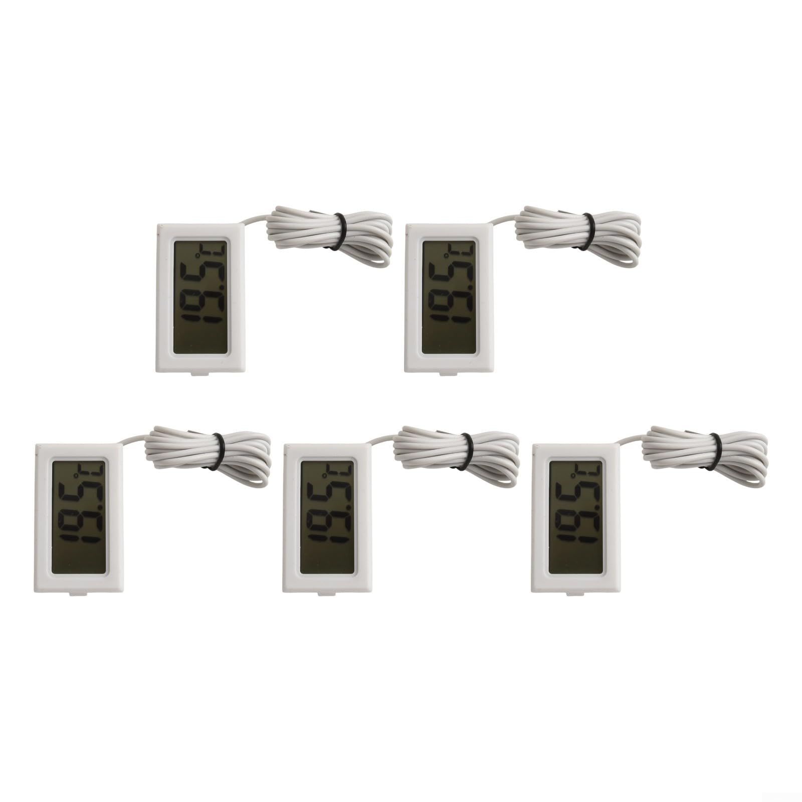 5Pcs Waterproof Digital Thermometer Accurate Measurement Temperature Monitoring with External Probe, Digital LCD Thermometer(White)