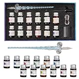 WIYETY Juego de 16 lápices de cristal para caligrafía, soporte de pluma de cristal con lápices de cristal, soporte para bolígrafos de cristal, soporte para bolígrafos, set de caligrafía para arte