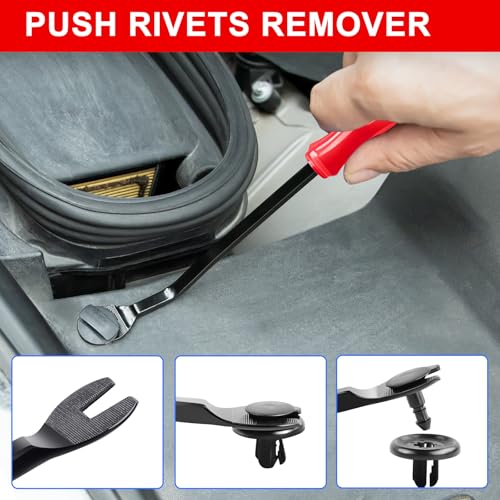 Image of Clip Removal Tool, 3 Pcs Clip Pliers Set Fastener Remover, Auto Trim Removal Tool Kit Door Panel Removal Tool Push Pin Pliers Pry Tools Automotive, Red