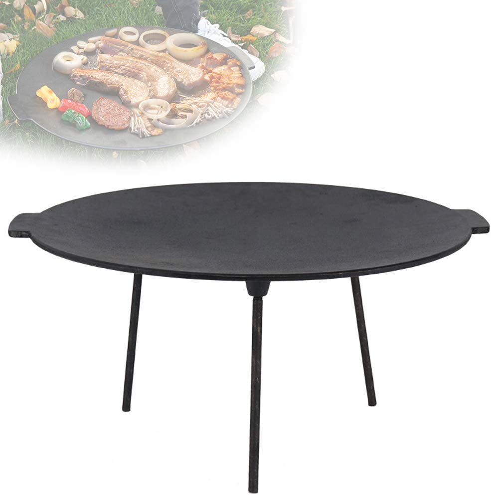 WolFum Grande Piastra per Griglia a Carbone per Esterni, Grande Tortiera, Padella in Ghisa, Padella da Campeggio, Griglia in Ferro battuto, Griglia per Barbecue, Griglia Pieghevole Portatile,M