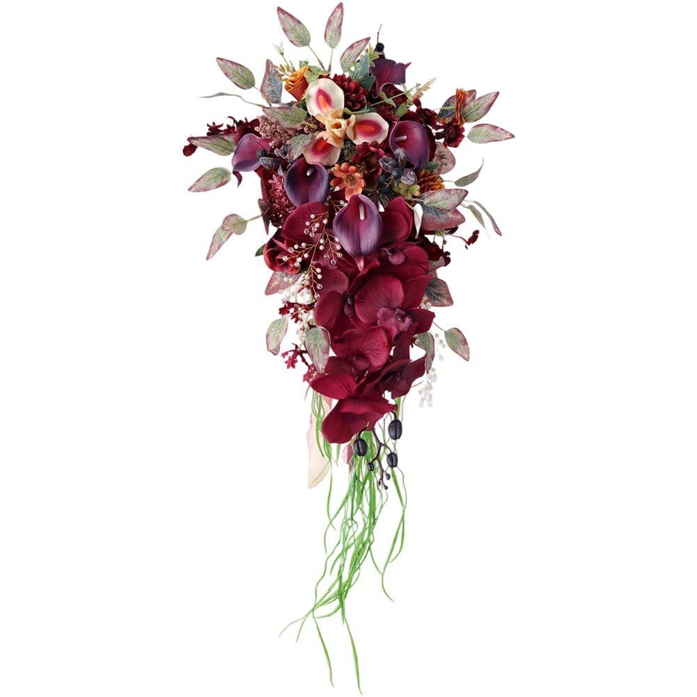 Brautstrauß, Künstliche Rosen Für Die Braut, Künstlicher Blumenstrauß Für Die Brautjungfern, Kaskadenförmiger Wurfstrauß Für Rustikale -zeremonien Und Jubiläumsfeiern
