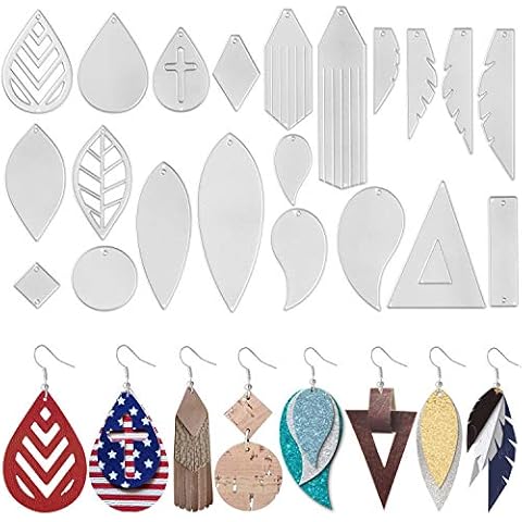 NUO RUI 21 Pieces Earring Cutting Dies Metal Earring Die Cuts for Leather Earrings DIY Crafts Cover