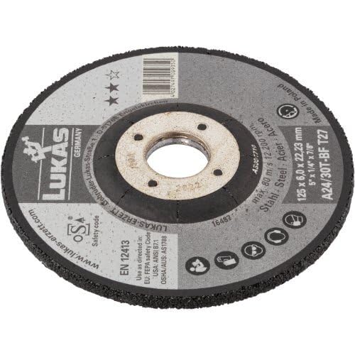 LUKAS ERZETT 10 discos de desbaste T27 para acero 230 x 6 mm, para amoladora angular, A24/30T-BF, 24 x 24,5 x 11,5 cm
