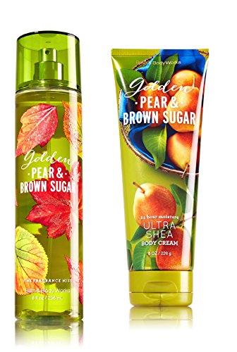 Bath Body Works Golden Pear Brown Sugar Fragrance Mist and Body Cream Set