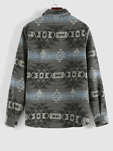 Image of ZAFUL Unisex Plaid Flannel Shirt Jacket Button Down Long Sleeve Pocket Coat Outwear | Mens Fall Clothes Lightweight Long Sleeve Button Down Flap Pocket Jacket Tops for Fall&Winter 2026