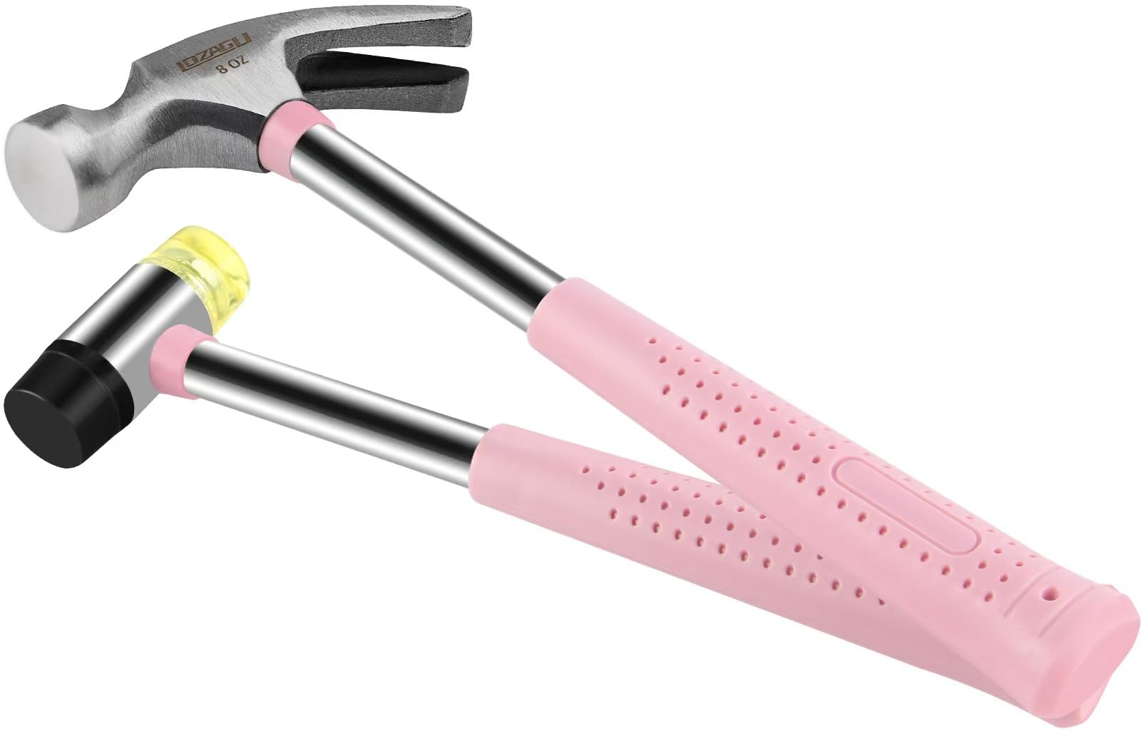 Martillo de 8 onzas, juego de 2 martillos pequeños y martillo de goma (rosa)
