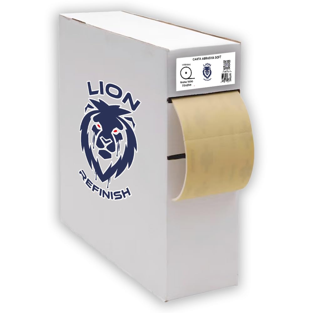 Rotolo Carta Abrasiva Soft per Carrozzeria Lion Refinish 115mm x 25 Metri (220)