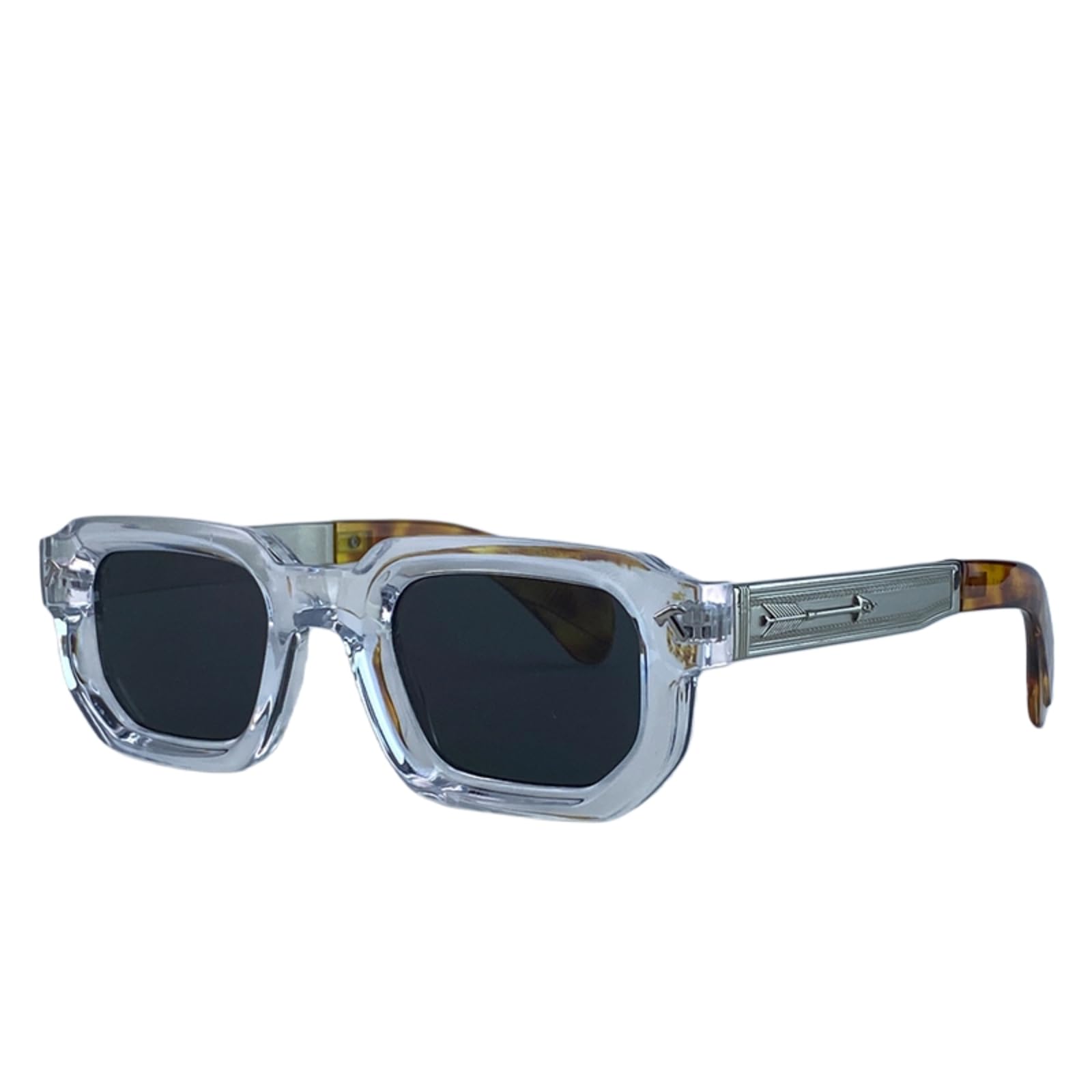 Gyios sunglasses Retro Steampunk Blue Square For Men, Luxury Brand-inspired Punk Style Eyewear With Metal Accents-h