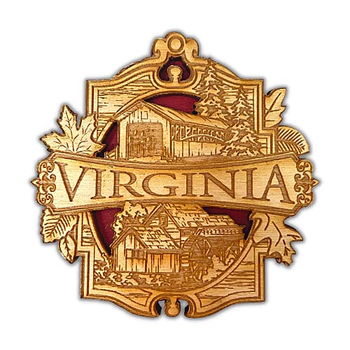 Imán decorativo souvenir Virginia de madera 3 pulgadas miniatura 1