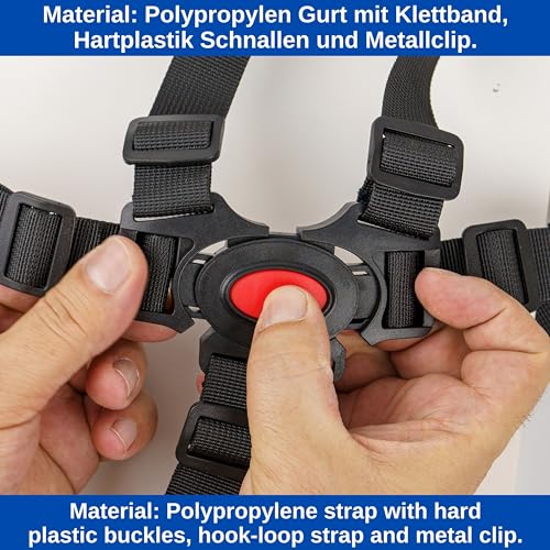 Hochstuhl Sicherheitsgurt mit Gurtpolstern, 1 Set, kompatibel mit Hauck, Stokke Tripp Trapp, Roba, mitwachsender Kinderschutzgurt, 5 Punkt Gurtsystem Kinderhochstuhl, Kindersicherheitsgurt Stuhl Baby