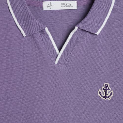 Image of Alan Jones Clothing Boys Solid Polo T-Shirt | Cotton Rich Regular Fit Half Sleeve Collar Tshirt for Boys | Age 6-16 Years