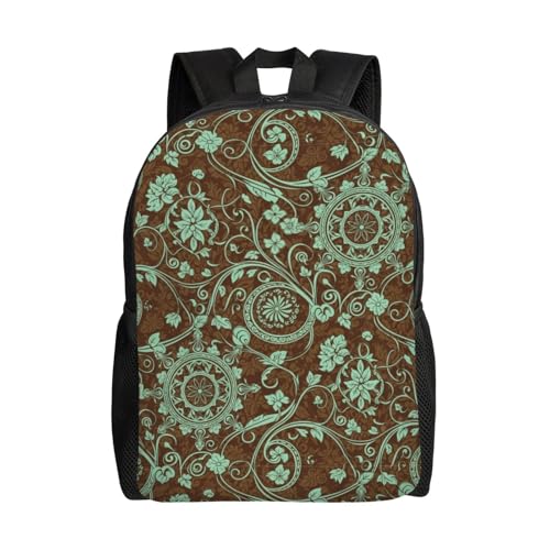 Camping Outdoor Backpack Big Capacity Rucksack Country Teal Brown Western Rustic Tooled Cowboy College Bookbag Men Women