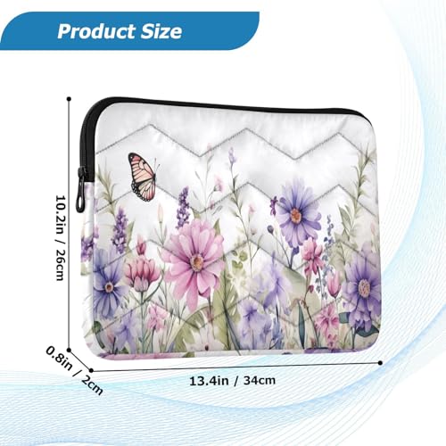 Funda para portátil 13-14 pulgadas con flores y mariposas miniatura 3