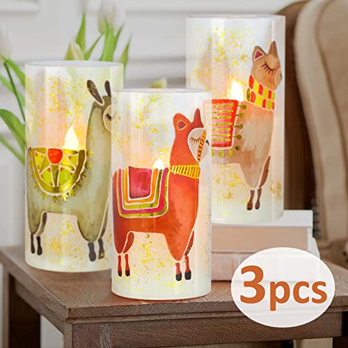 Meltone Bronzing Process Alpaca Glass Candles Remote Flickering Pet Theme Battery Led Candles For Home Party Bedroom Child Room Animal Christmas Decor - Set Of 3 #TOP2