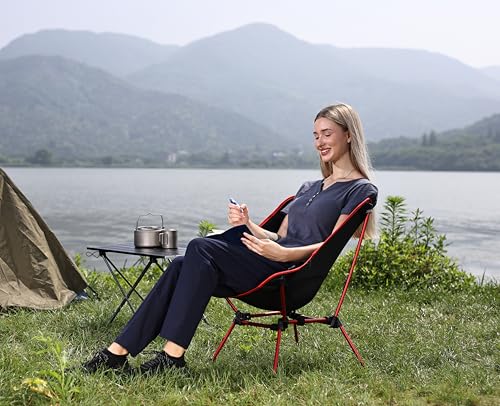 Image of MARCHWAY Ultralight Folding Camping Chair, Heavy Duty Portable Compact for Outdoor Camp, Travel, Beach, Picnic, Festival, Hiking, Lightweight Backpacking (Red)