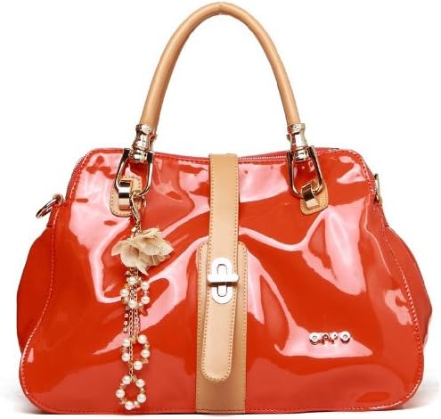 Amazon レディース 女性用 手提げバッグ メッセンジャーバッグ エナメルバッグ トートバッグ オレンジ Muchu Oppo トート バッグ
