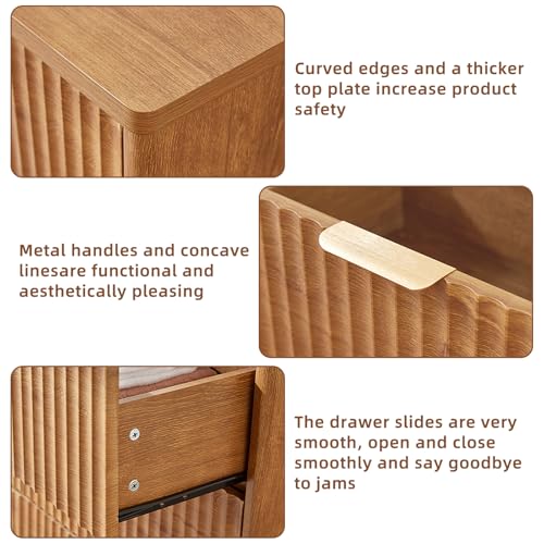LEYAOYAO Fluted 5 Drawers Dresser Set of 2, 41" Tall Modern Chest of Drawers with Metal Handle, Curved Profile Dresser TV Stand, Wooden Drawer Organizer for Bedroom, Living Room, Hallway, Navy Blue