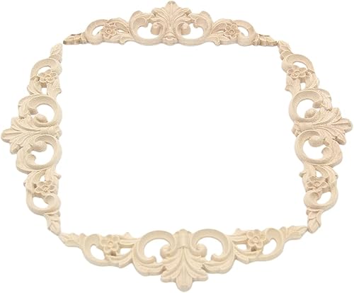 Miniatura 2 de Onlay tallado en madera, apliques de 7.9 x 2 pulgadas, marco sin pintar, decoración de puerta de estilo europeo, apliques para decoración de puertas
