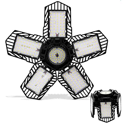 2 Pack 150W Led Garage Lights, Super Bright LED High Bay Lights with 5 Adjustable Panels, 15000LM Deformable LED Garage Ceiling Light Bulbs for Warehouse,Basement, Supermarket,Shop, Workshop (2pack)