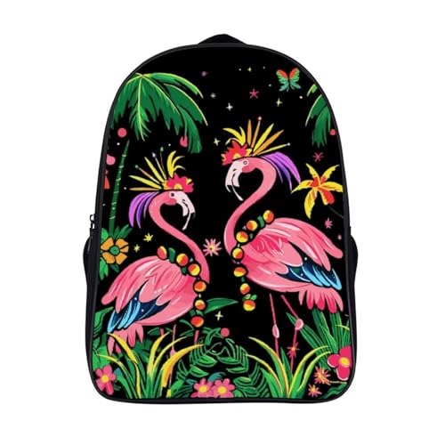 Flamingo Mardi and Gras Day Funny 16 Inch Backpack for Men Women Casual Daypack with 2 Compartment for Travel Work