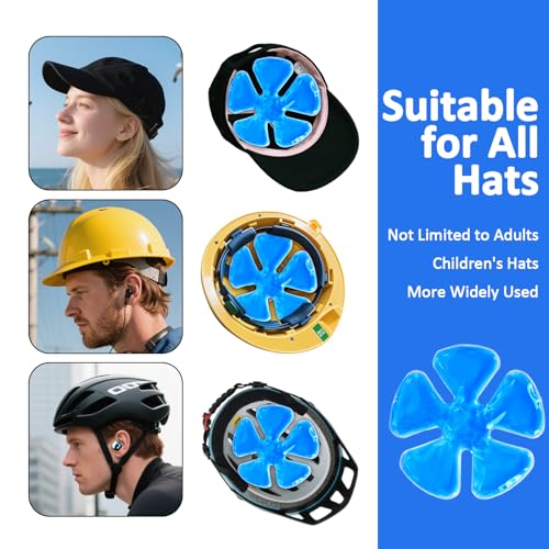 Image of Hat Ice Pack Insert - Reusable Cooling Gel Cap Liner for Baseball, Hard Hat, Construction & Outdoor Work, Cold Packs for Helmet, Head Cooling Relief for Summer Heat (2 Pack)