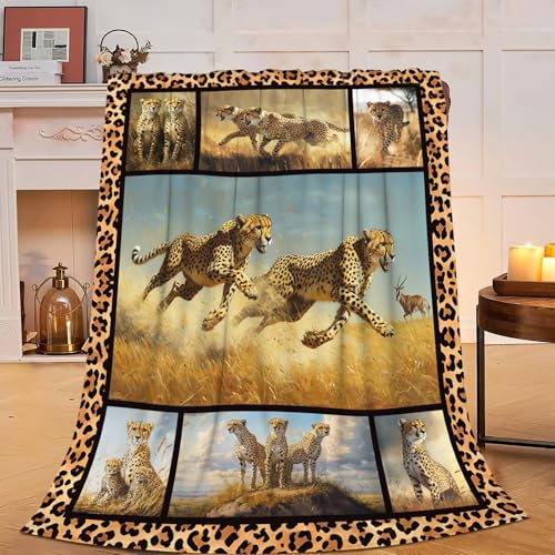 Gepardendecke, superweich, warm, Leoparden-Fleece, Überwurf, Geschenke für Damen und Herren, gemütlich, flauschig, Plüsch, Gepardenstoff… – Ansicht 1