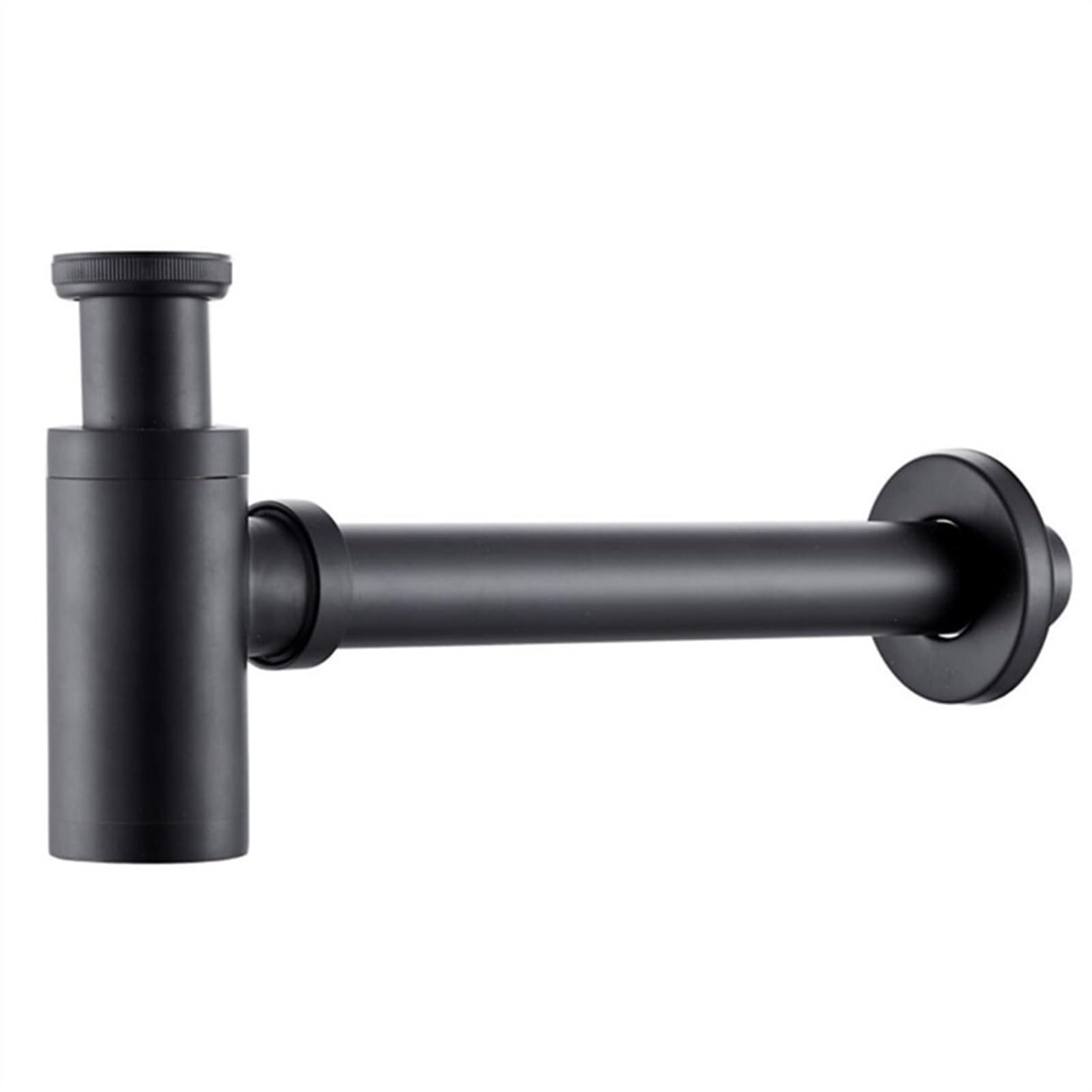 DesagüE Con SifóN En Forma De P Cuerpo de latón Lavabo Wast Desagüe Conexión pared Plomería Trampas en P Tubería lavado Sifón for lavabo baño Negro/Oro cepillado/Cromo(Black)